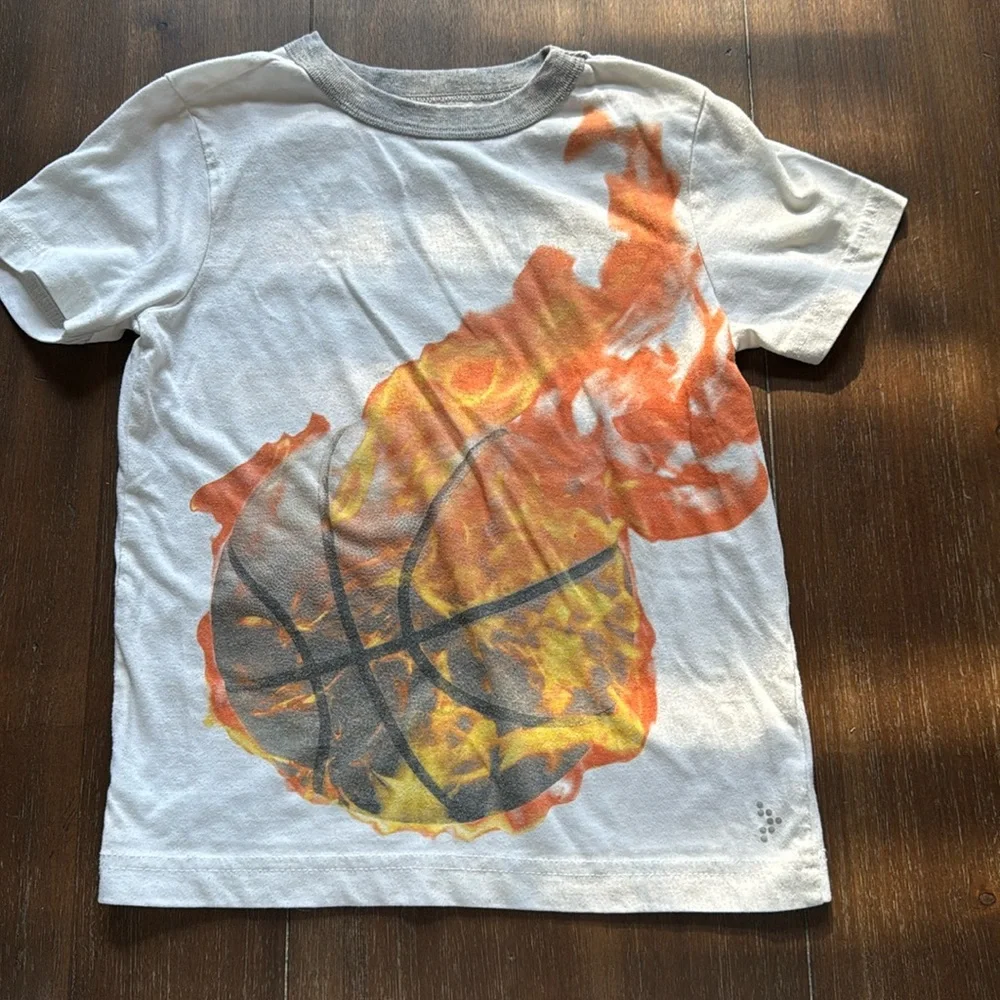 Three (3) 2 Gymboree gymgo tees XS (3/4)/S (5-6) pretzel basketball football
